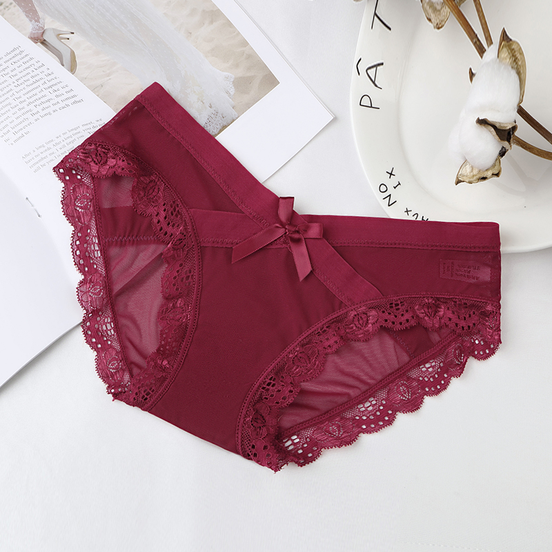 Maroon brief with bow